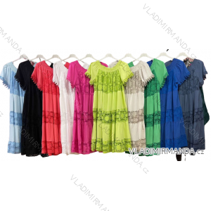 Šaty krátky rukáv dámske nadrozmer (3XL/4XL ONE SIZE) TALIANSKA MÓDA IMWQ23003