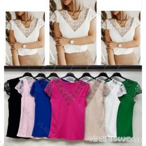 Tunika s čipkou krátky rukáv dámska (S/M ONE SIZE) TALIANSKA MÓDA IMWB23152