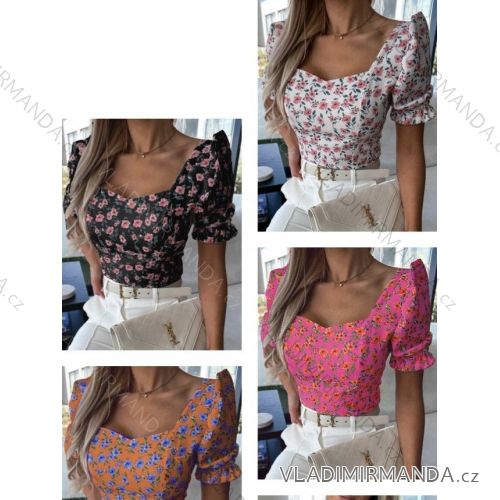 Crop top krátky rukáv dámsky (S/M ONE SIZE) TALIANSKA MÓDA IMWB23161