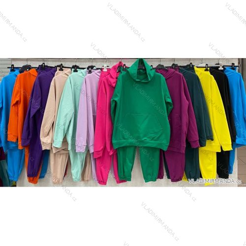 Súprava tepláky dlhé a mikina s kapucňou dlhý rukáv dámska (S/M ONE SIZE) TALIANSKA MÓDA IMWGS231293