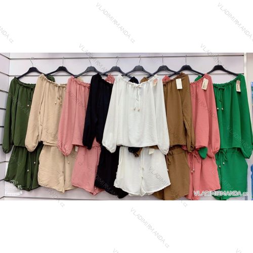 Súprava kraťasy a tunika dlhý rukáv dámska nadrozmer (XL/2XL ONE SIZE) TALIANSKA MÓDA IMWGM231301