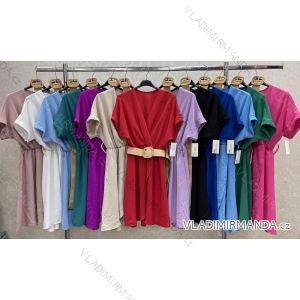 Šaty s opaskom krátky rukáv dámske (S/M ONE SIZE) TALIANSKA MÓDA IMWGK231322