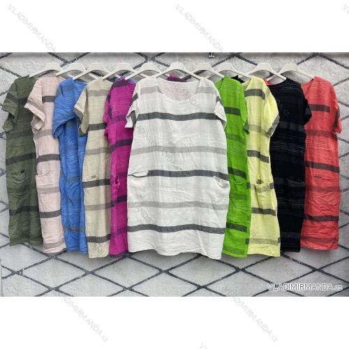 Šaty bavlnené krátky rukáv dámske nadrozmer (XL/2XL ONE SIZE) TALIANSKA MÓDA IMWD2313335