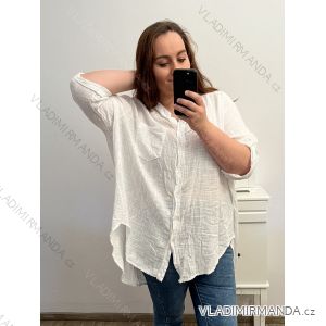 Košeľa predĺžená 3/4 dlhý rukáv dámska nadrozmer (3XL/4XL/5XL ONE SIZE) TALIANSKA MóDA IM423LILA