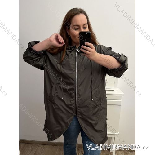 Bunda šusťáková s kapucí dámska nadrozmer (2XL/3XL ONE SIZE) TALIANSKA MóDA IM423049A/DUkhaki