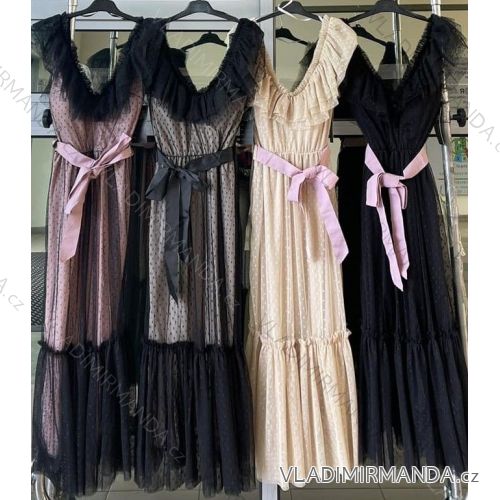 Šaty dlhé elegantné spoločenské bez rukávov dámske (S/M ONE SIZE) TALIANSKA MÓDA IMWKK231453