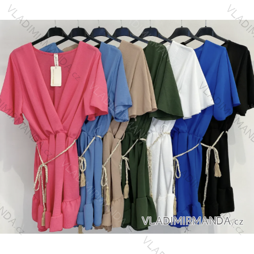 Šaty elegantný krátky rukáv dámske (S/M ONE SIZE) TALIANSKA MÓDA IMPMD236134