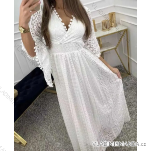 Šaty dlhé elegantné krajkové dlhý rukáv dámske (S/M ONE SIZE) TALIANSKA MÓDA IMPMD233884-2884