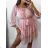 Šaty letní 3/4 dlouhý rukáv dámské (S/M ONE SIZE) ITALSKÁ MÓDA IMW230931/DU S/M tmavo ružová