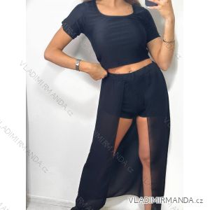 Tričko crop top krátky rukáv dámske (S/M ONE SIZE) TALIANSKA MÓDA IMPGM2321250