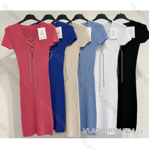 Šaty letné krátky rukáv dámske (S/M ONE SIZE) TALIANSKA MÓDA IMPMD231165c