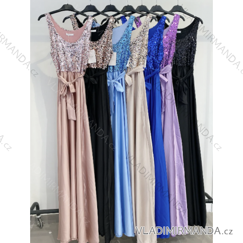 Šaty dlhé elegantné trblietavé s flitrami bez rukávov dámske (S/M ONE SIZE) TALIANSKA MÓDA IMPMD235728p