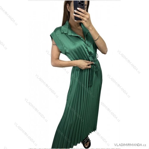 Šaty letné dlhé košeľové krátky rukáv dámske (S/M ONE SIZE) TALIANSKA MÓDA IMM23U8991/DU S/M starorůžová