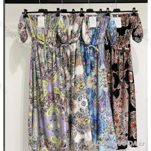 Šaty dlhé letný carmen krátky rukáv dámske (S/M ONE SIZE) TALIANSKA MÓDA IMPMD2397951