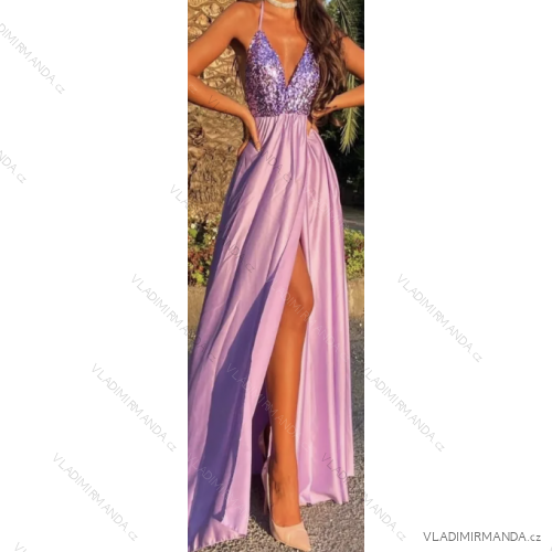 Šaty dlhé elegantné trblietavé s flitrami na ramienka dámske (S/M ONE SIZE) TALIANSKA MÓDA IMPMD235758k
