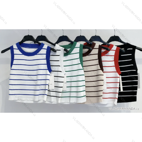 Top croptop bez rukávov dámsky prúžok (S/M ONE SIZE) TALIANSKA MÓDA IMPMD23808