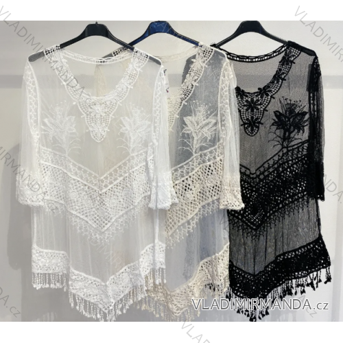 Tunika čipková plážová krátky rukáv dámska (S/M ONE SIZE) TALIANSKA MÓDA IMPMD23307b