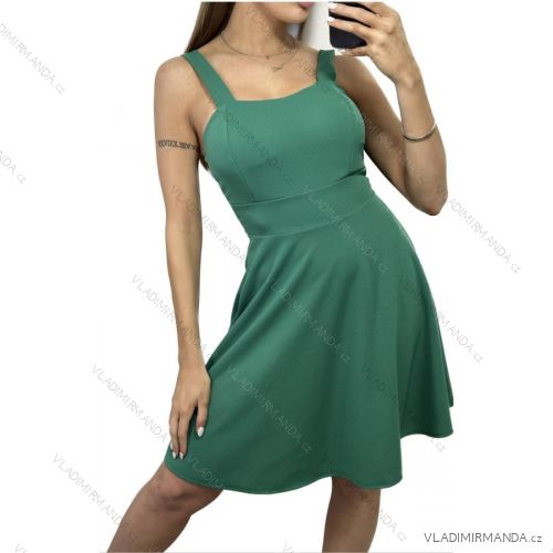 Šaty letné na ramienka dámske (S/M ONE SIZE) TALIANSKA MóDA IM4235416/DU S/M zelená