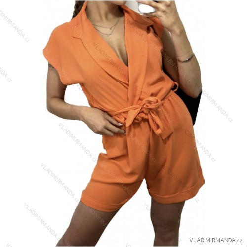 Overal letný krátky rukáv dámsky (S/M ONE SIZE) TALIANSKA MÓDA IMWB236490/DU S/M oranžová