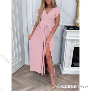Šaty dlhé spoločenské krátky rukáv dámske (S/M ONE SIZE) TALIANSKA MÓDA IMD23299