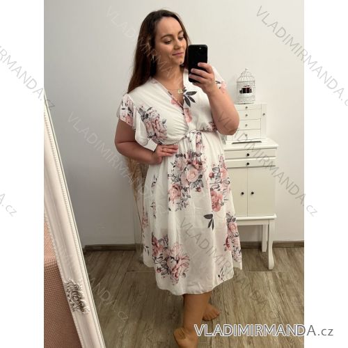 Šaty šifónové krátky rukáv dámske nadrozmer (XL/2XL ONE SIZE) TALIANSKA MÓDA IMWGM231263