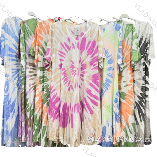 Šaty letné krajkové krátky rukáv dámske (2XL/3XL/4XL ONE SIZE) TALIANSKA MÓDA IM423REGINA