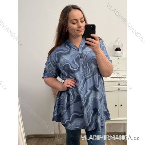 Tunika košeľová dlhý rukáv dámska (4XL/5XL ONE SIZE) TALIANSKA MóDA IMC23PRATO/DU