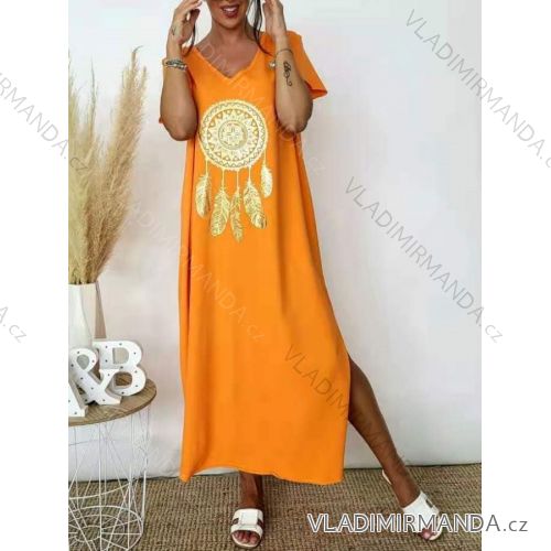 Šaty letné dlhé maxi krátky rukáv dámske (S/M ONE SIZE) TALIANSKA MÓDA IMM23M20835