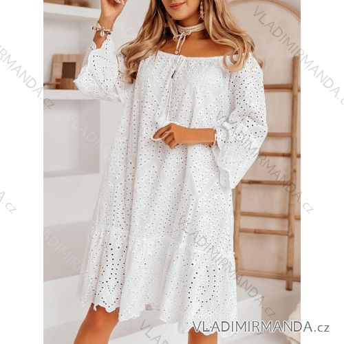 Šaty krajkové bavlnené dlhý rukáv dámske (S/M ONE SIZE) TALIANSKA MÓDA IMM23M1699