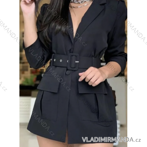 Šaty elegantné kabátikové dlhý rukáv dámske (S/M ONE SIZE) TALIANSKA MÓDA IMPMD2310373