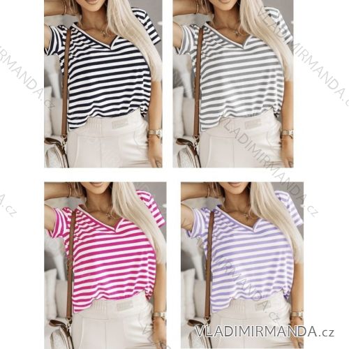 Tričko oversize krátky rukáv dámske prúžok (S/M ONE SIZE) TALIANSKA MÓDA IMWB23277