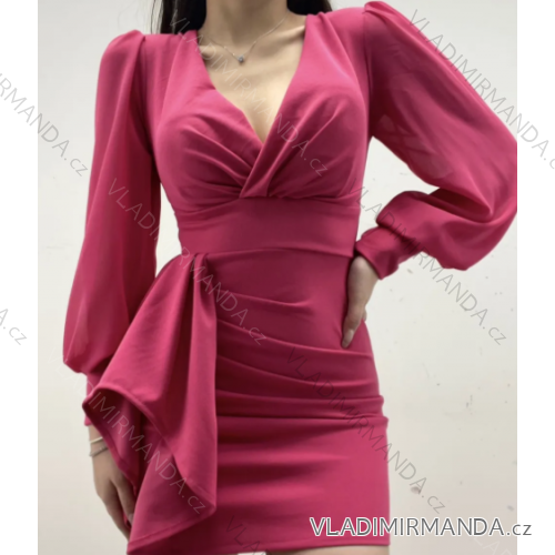 Šaty elegantný dlhý rukáv dámske (S/M ONE SIZE) TALIANSKA MÓDA IMPMD2326766