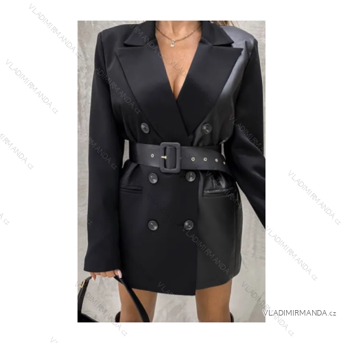Šaty elegantné kabátikové s opaskom dlhý rukáv dámske (S/M ONE SIZE) TALIANSKA MÓDA IMPMD2310330