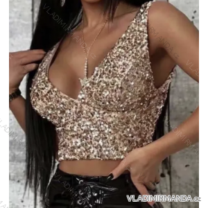 Top croptop trblietavý s flitrami na ramienka dámsky (S/M ONE SIZE) TALIANSKA MÓDA IMPMD235786k
