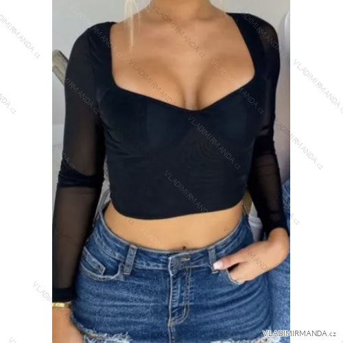 Top croptop dlhý rukáv dámsky (S/M ONE SIZE) TALIANSKA MÓDA IMPMD2314893