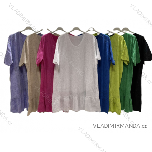 Šaty bavlnené krajkové krátky rukáv dámske nadrozmer (3XL/4XL ONE SIZE) TALIANSKA MÓDA IMWQ23073