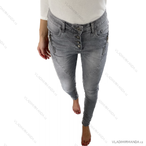 Rifle jeans baggy dlhé dámske (XS-XL) JEWELLY JEW23JW2307/DU šedá M