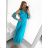 Šaty dlhé elegantné spoločenské bez rukávov dámske (S/M/L/XL ONE SIZE) TALIANSKA MÓDA IMPBB23A11791/DU L/XL tyrkysová