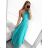 Šaty dlhé elegantné spoločenské bez rukávov dámske (S/M/L/XL ONE SIZE) TALIANSKA MÓDA IMPBB23A11791/DU L/XL tyrkysová
