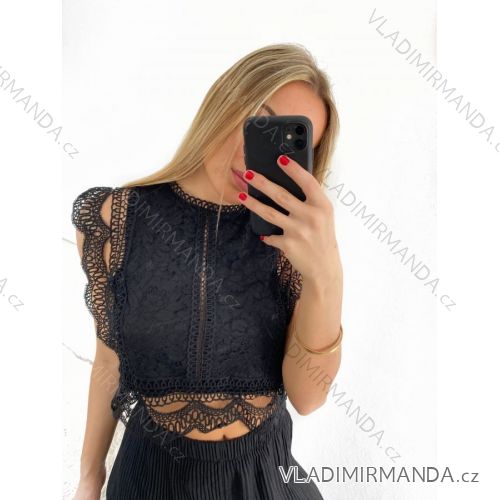 Top croptop krajkový bez rukávu dámsky (S/M ONE SIZE) TALIANSKA MÓDA IMPMD23899c