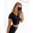 Top/croptop športový krátky rukáv dámsky (S/M ONE SIZE) TALIANSKA MÓDA IMPHD234108/DU