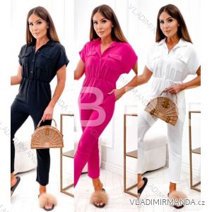 Overal dlhý košeľový krátky rukáv dámsky (S/M ONE SIZE) TALIANSKA MÓDA IMWGB231533