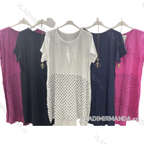 Šaty letné s príveskom krátky rukáv dámske nadrozmer (3XL/4XL ONE SIZE) TALIANSKA MÓDA IMWQ23160