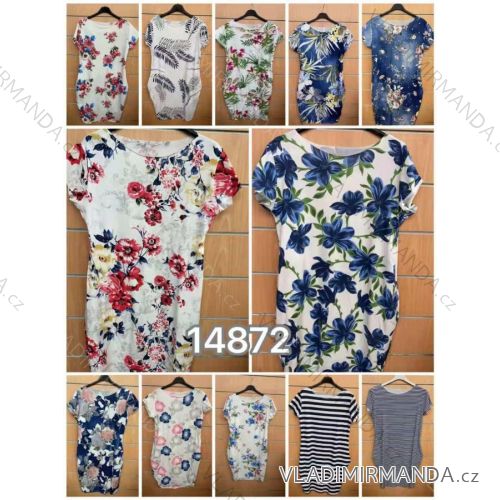 Šaty klasik kvetované krátky rukáv dámske (S/M ONE SIZE) TALIANSKA MÓDA IMM23M4872D