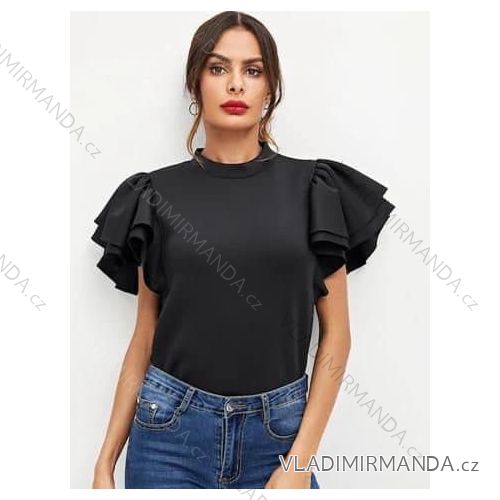 Tričko letné s volánikmi krátky rukáv dámske (S/M ONE SIZE) TALIANSKA MóDA IMM23M18309