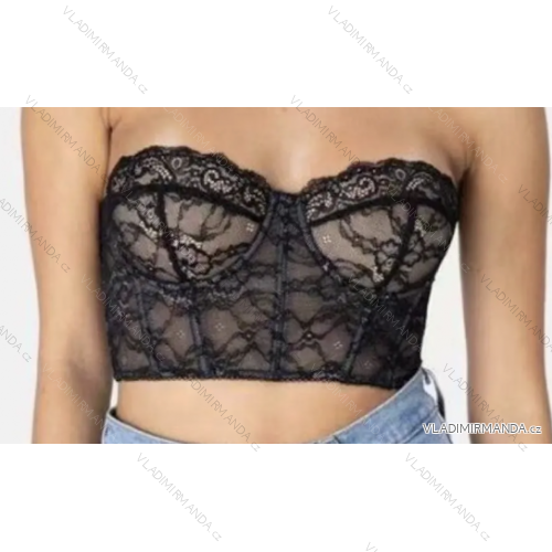 Crop top čipkový bez rukávu dámsky (S/M ONE SIZE) TALIANSKA MÓDA IMPCF23wh8987