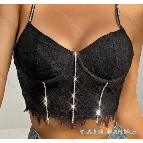 Crop top na ramienka dámsky (S/M ONE SIZE) TALIANSKA MÓDA IMPCF23wh8991