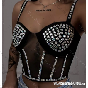 Crop top na ramienka dámsky (S/M ONE SIZE) TALIANSKA MÓDA IMPCF23wh1107