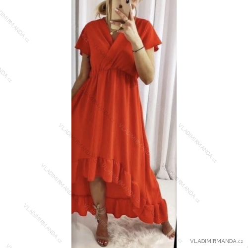 Šaty dlhé letné krátky rukáv dámske (S/M ONE SIZE) TALIANSKA MÓDA imwm231577