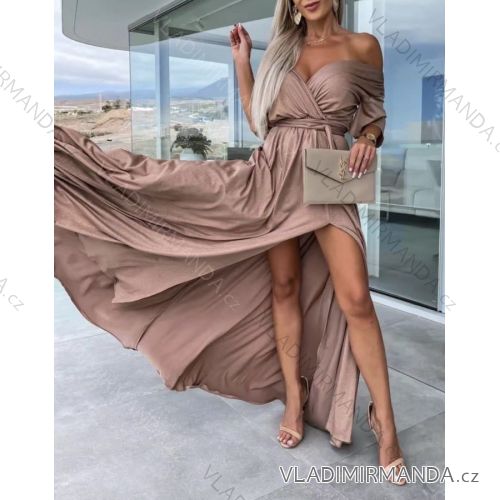 Šaty dlhé elegantný krátky rukáv dámske (S/M ONE SIZE) TALIANSKA MÓDA IMWE231581